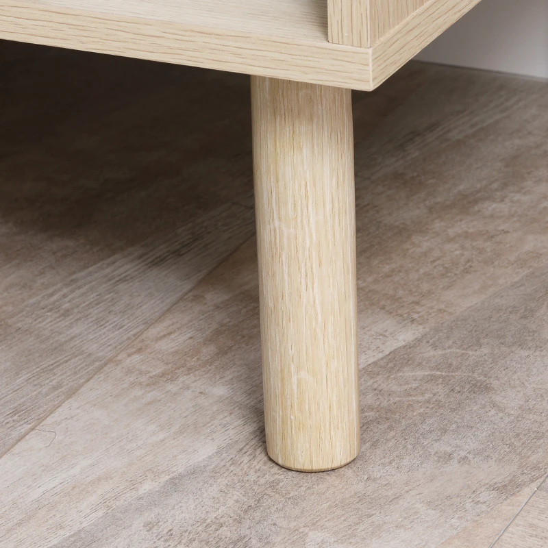 HOMCOM Lot de 2 tables de chevet table de nuit avec tiroirs et niches, style moderne, dim. 47 x 47 x 50 cm, bois naturel