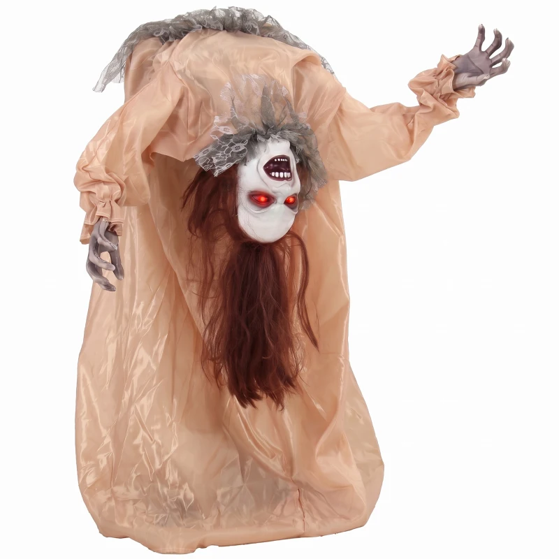 HOMCOM Animierter Halloween-Geist mit gruseligen Schreien, leuchtenden Augen, per Geräusch/Berührung aktiviert