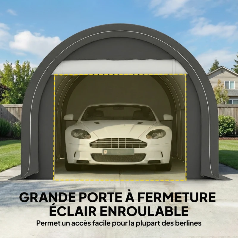 Outsunny Tente de garage résistant à l'eau protection UV UPF 30 + parois latéraux amovibles 5 x 3 m gris(m-5)