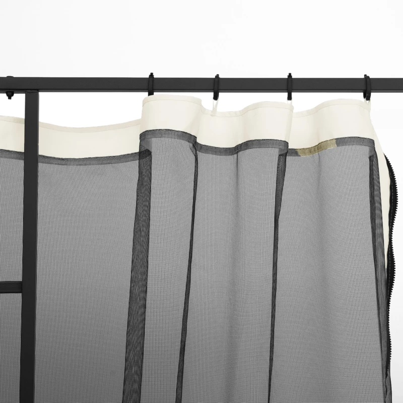 Outsunny Moustiquaires pour barnum de jardin 3 x 3 m - lot de 4 moustiquaires zippées + crochets d'attaches - polyester nylon