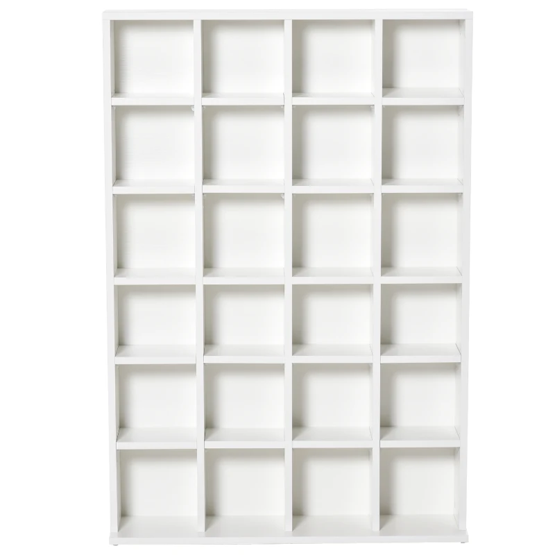 HOMCOM Mobile Libreria porta CD da 24 Ripiani ad Altezza Regolabile, in Legno, 130.5x89x20 cm, Bianco