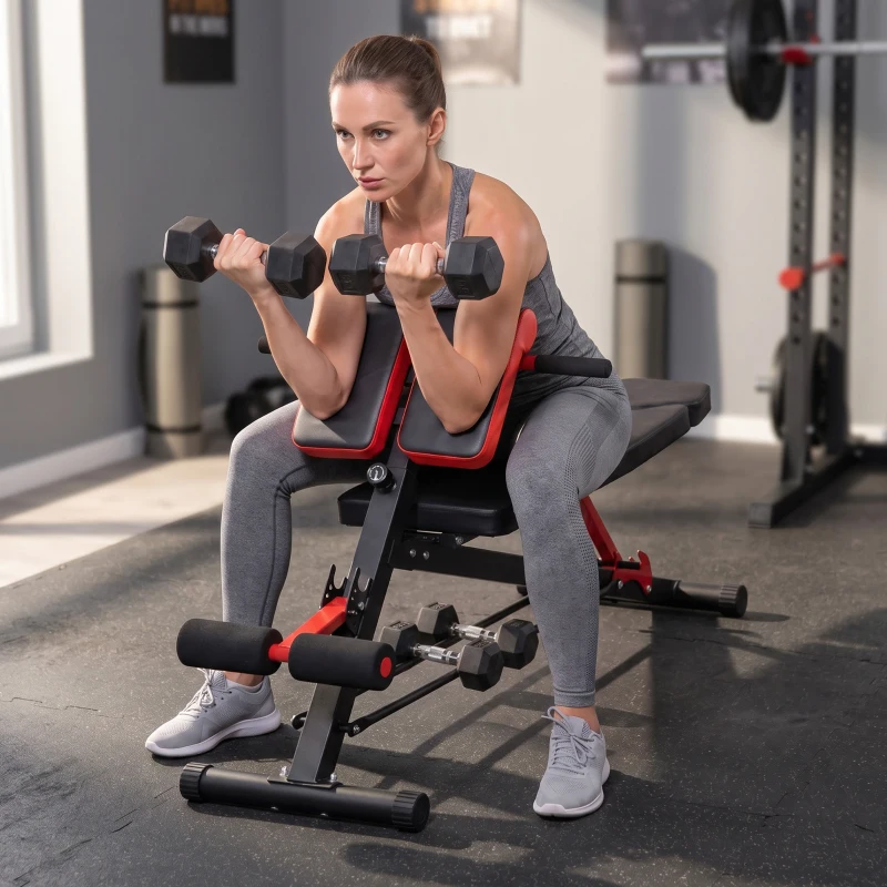 HOMCOM Banco de Pesas Multifuncional Banquillo de Gimnasio Completo Respaldo Inclinable en 3 Posiciones 64x146x73,5-85 cm Negro