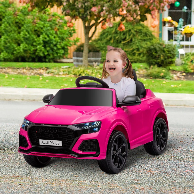 HOMCOM Macchina Elettrica per Bambini 3-5 Anni 6V Audi RS Q8 Autentica, 1.5-3km/h, con Telecomando e Musica, Rosa