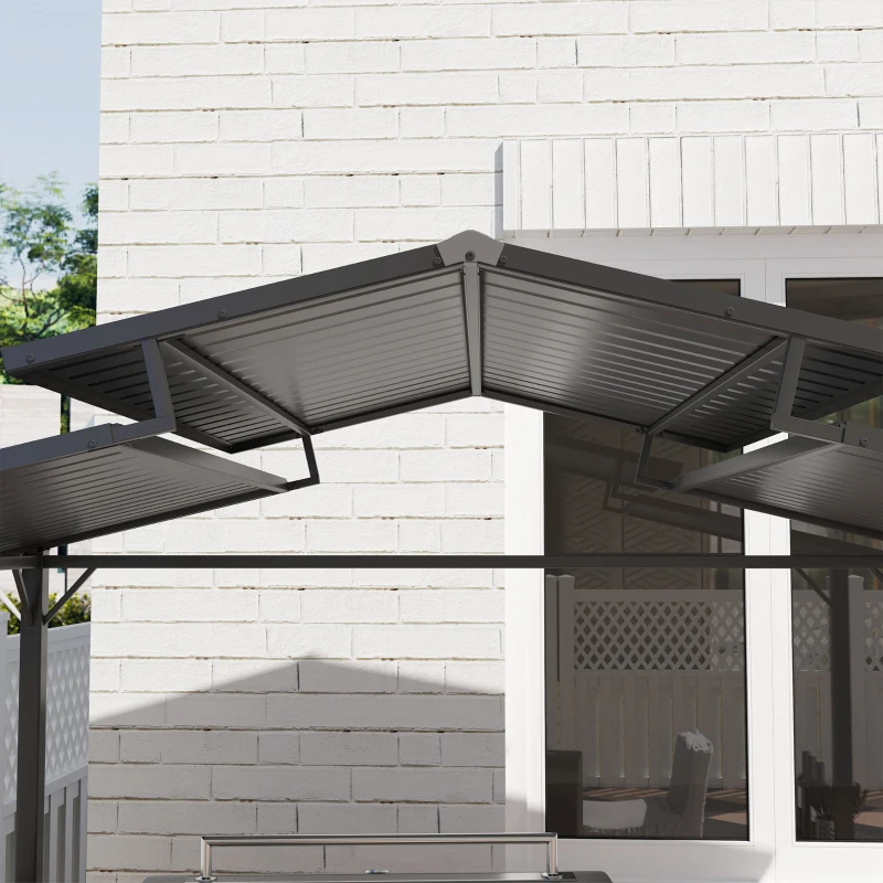 Outsunny Grillpaviljoen 250 x 160 x 250 cm Waterdicht Tuinpaviljoen met Dubbellaagdak en Zijplanken, Zwart