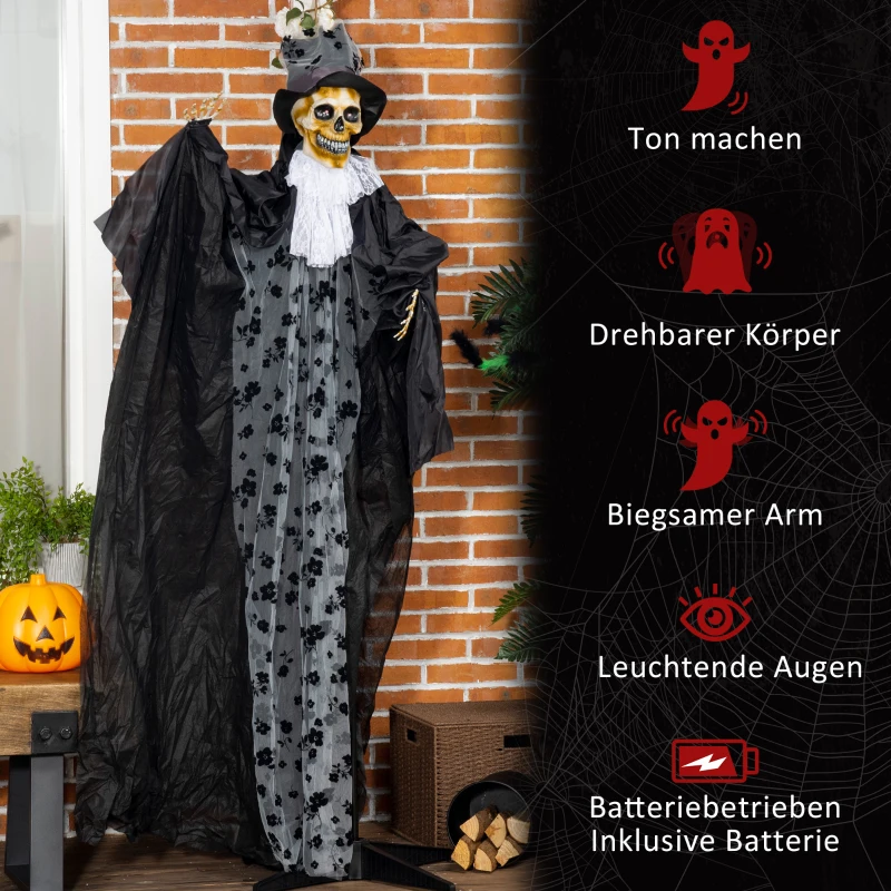 Outsunny Halloweendecoratie spookbruidegom met speciale effecten en geluidsfunctie 110 cm x 18 cm x 183 cm