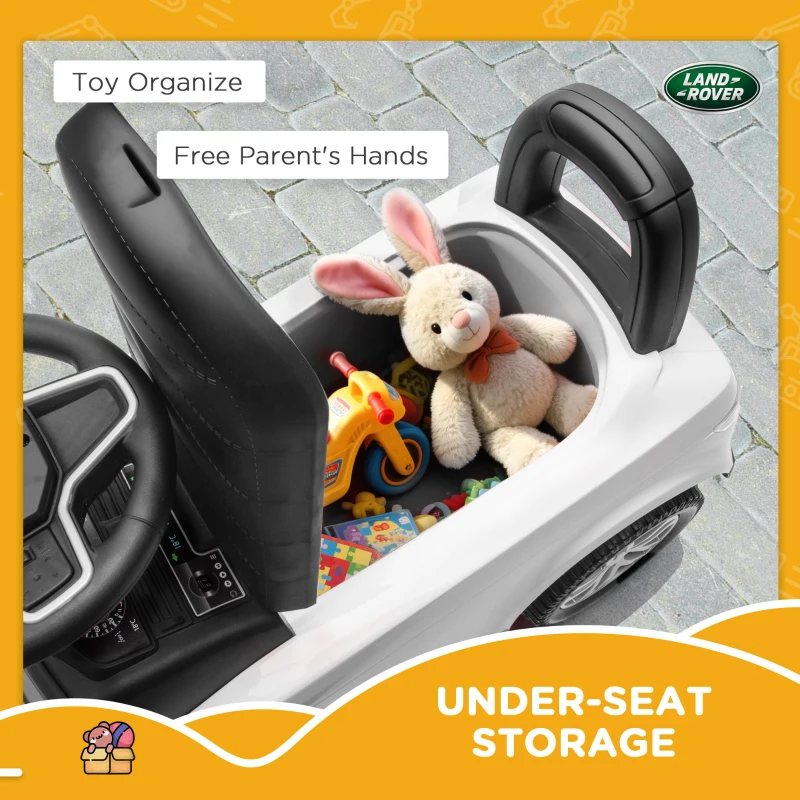AIYAPLAY Land Rover Licensed Toddler Ride on Car with Horn, Engine Sounds, Under-Seat Storage, for 18-36 Months, White