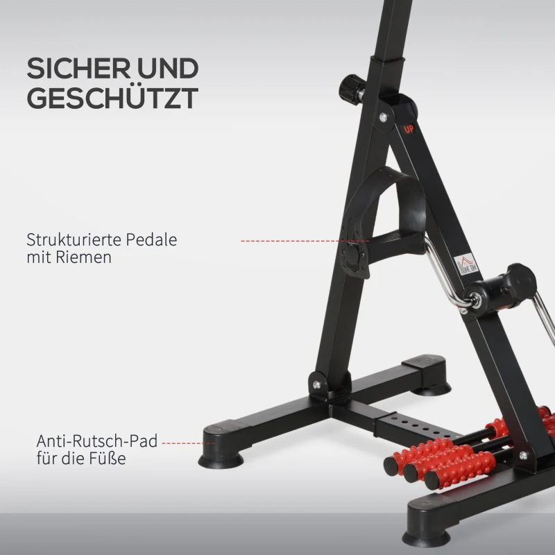 HOMCOM Pedaltrainer für Senioren Höhen- und Längenverstellbar Mini Heimtrainer mit Griff LCD Display Befestigungsband