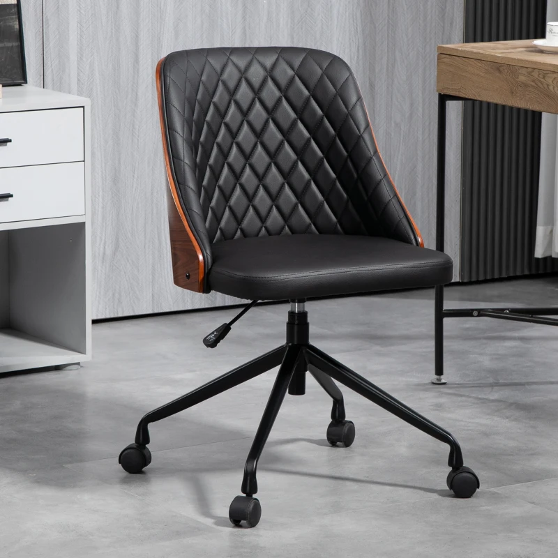 Vinsetto Bürostuhl Schreibtischstuhl Drehstuhl Home-Office-Stuhl höhenverstellbarer ergonomisch 360°-Drehräder Schaumstoff PU Schwarz 48,5 x 54,5 x 81-87 cm