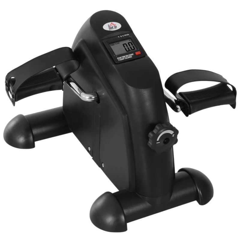 HOMCOM Minibicicleta Estática Pedalier de Metal Aparato de Ejercicios 2 en 1 Brazos y Piernas Resistencia Ajustable Pantalla LCD para los Amantes del Fitness en Casa u Oficina 35x40x31cm
