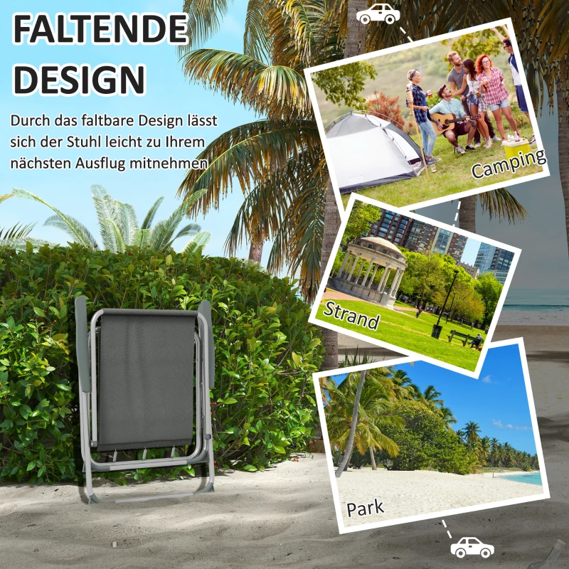 Outsunny Opvouwbare tuinstoel campingstoel, 53 cm x 54 cm x 76 cm, Blauw + Zilver