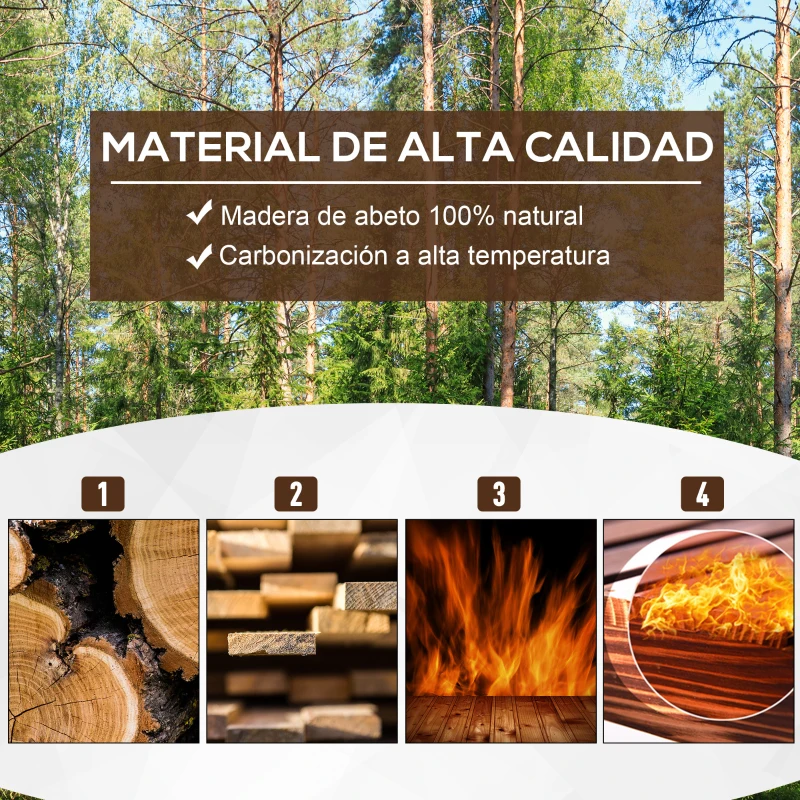Outsunny Jardinera de Madera Jardinera Elevada para Cultivos Verduras Flores en Patio Balcón Terraza 120x40x40 cm Carbonizada