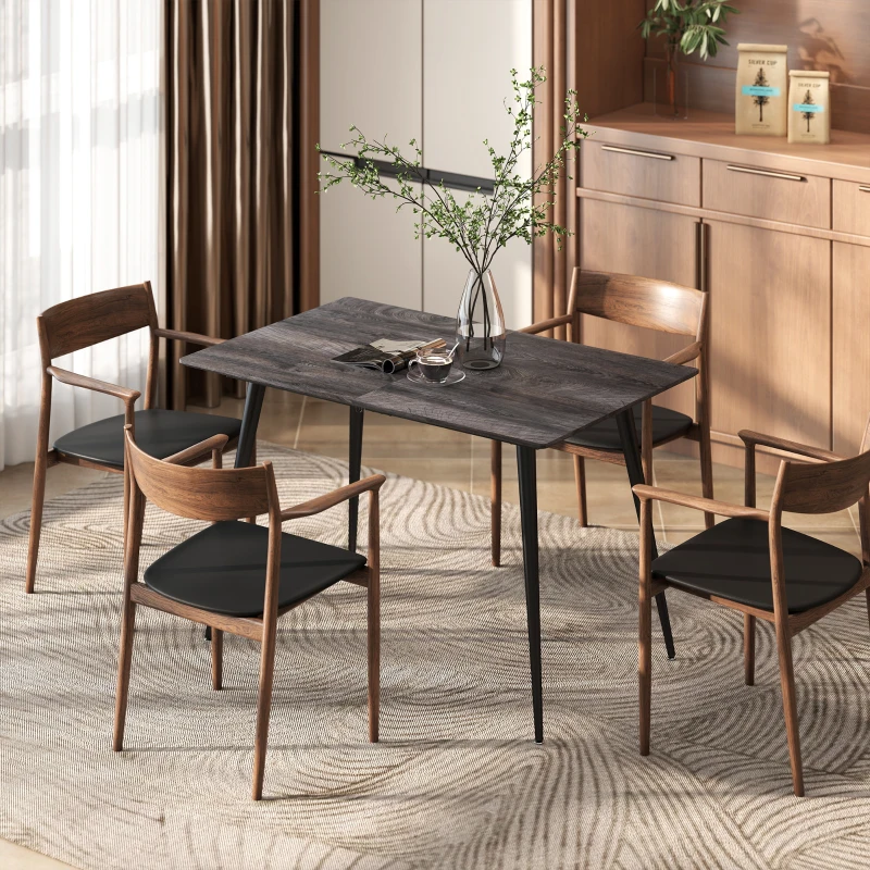 HOMCOM Uitschuifbare Eettafel, Uitbreidbare Tafel voor 6-8 Personen, Keukentafel met Solide Stalen Poten(m-7)