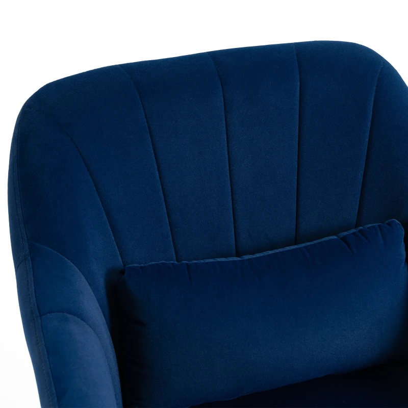 HOMCOM Retro Velvet Swivel Tub Chair with Steel Frame, Cushion Seat, Dark Blue