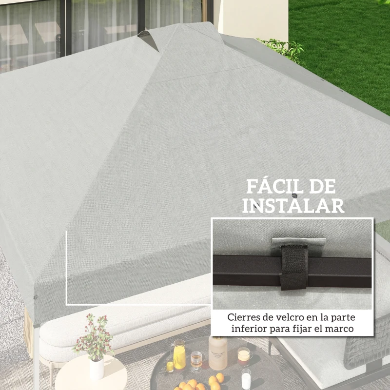 Outsunny Toldo de Pérgola de Recambio 3x3 m Techo de Repuesto para Carpa Plegable de Tela Oxford 210D Protección UV 50+ Blanco