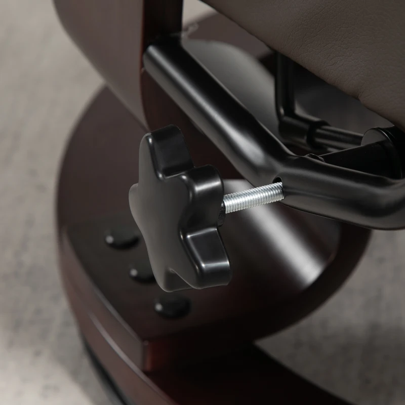 HOMCOM Relaxfauteuil met voetenbank, draaibaar & kantelbaar, bekleding van kunstleer, tot 150 kg, houten frame, bruin