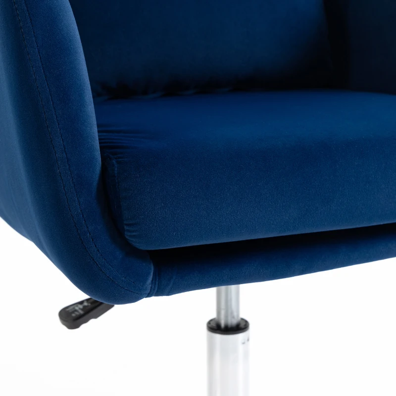 HOMCOM Retro Velvet Swivel Tub Chair with Steel Frame, Cushion Seat, Dark Blue