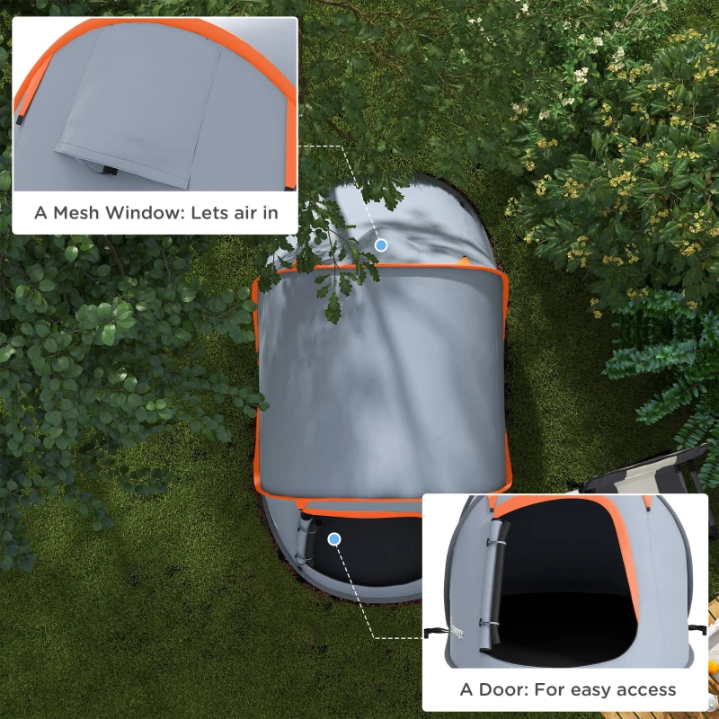 Outsunny Two-Man Pop-Up Dome Tent, with Accessories - Grey