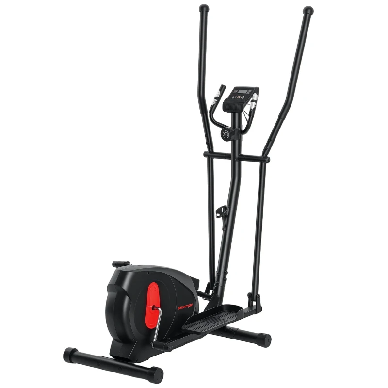 SPORTNOW Vélo elliptique pour la maison ultra silencieux, magnétique 8 niveaux résistance, écran LED, capteur de pouls, noir