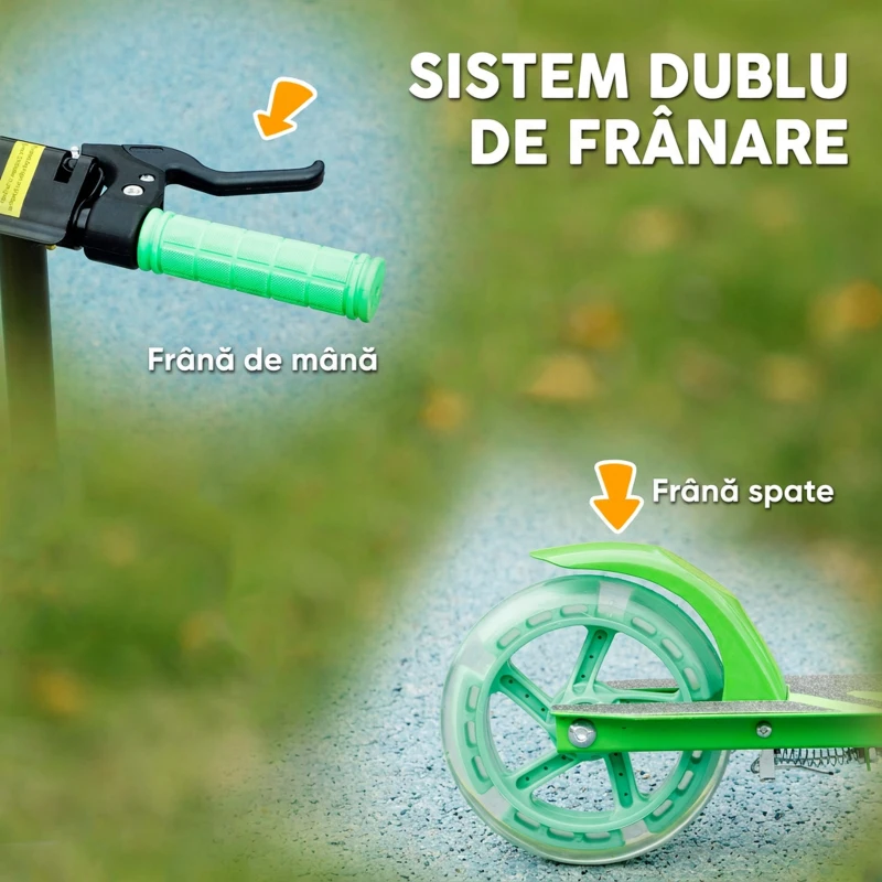 AIYAPLAY Trotinetă pentru Copii 3-8 Ani cu Roți Luminoase, Verde