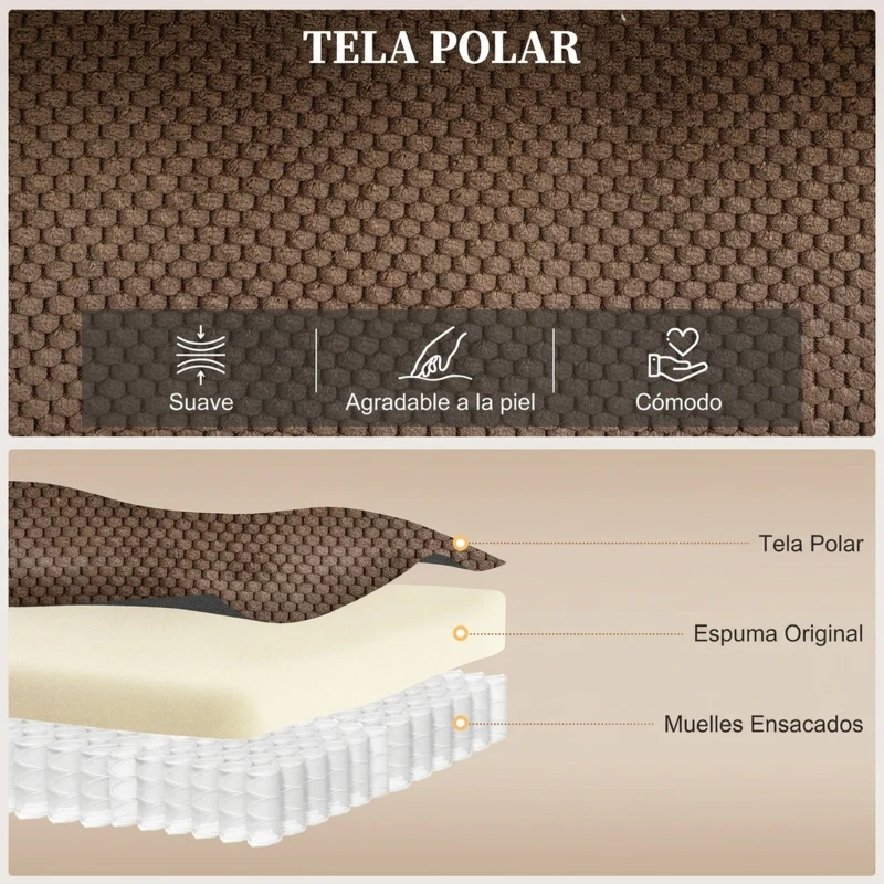 HOMCOM Sillón Relax Reclinable Eléctrico Calor Lumbar Masaje Vibración Motor Silencioso Función Memoria Bolsillos USB Marrón