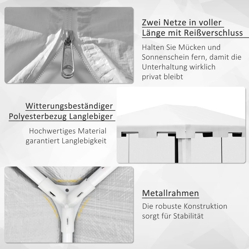 Outsunny Paviljoen 3 x 3 m - Weerbestendig - 395 cm x 295 cm x 255 cm - Wit