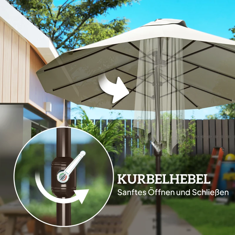 Outsunny dubbele parasol met paraplubak, crèmewit, 4,6 x 2,7 cm