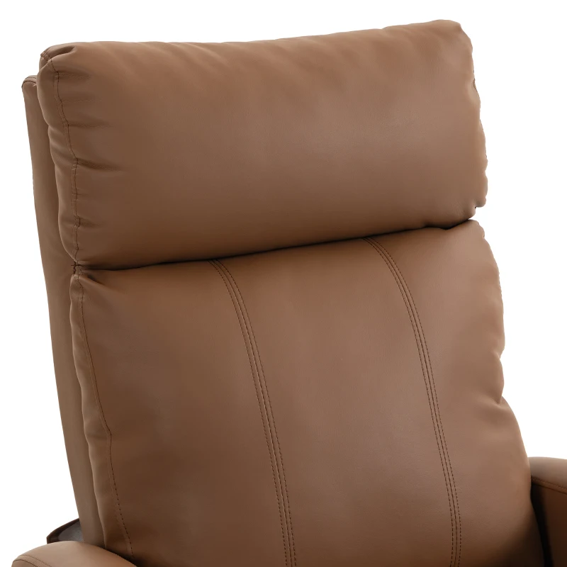 HOMCOM Recliner Armchair, Massage Faux Leather Push Back Reclining Chair with Adjustable Leg Rest, Side Pocket, Dark Brown