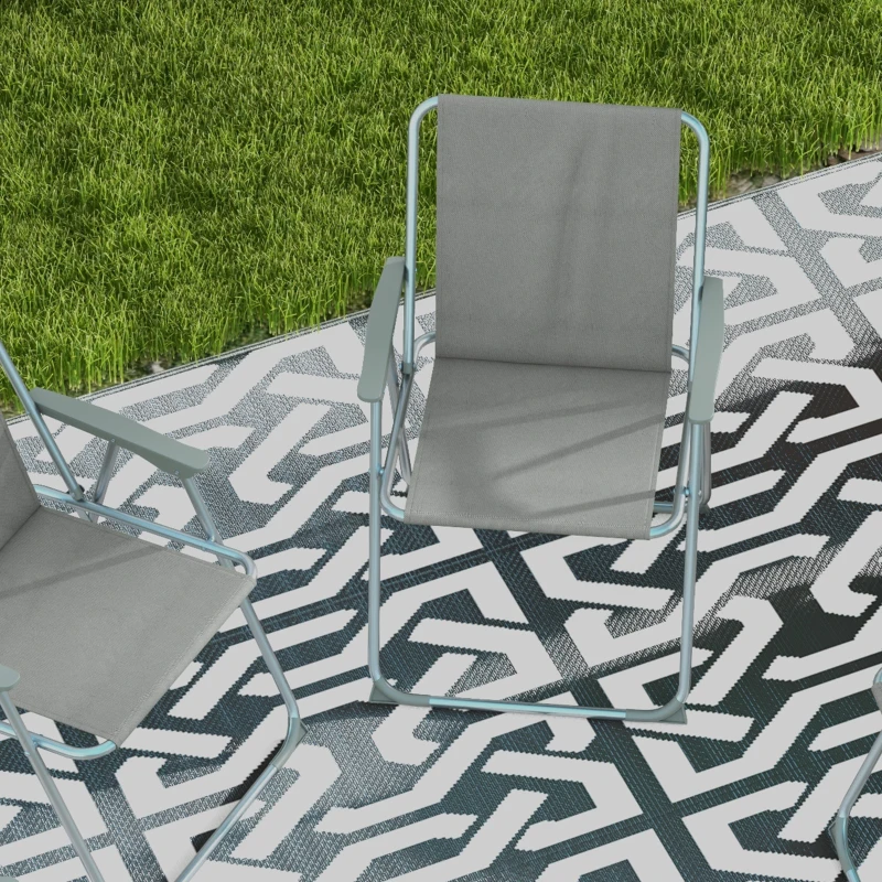 Outsunny Opvouwbare tuinstoel campingstoel, 53 cm x 54 cm x 76 cm, Blauw + Zilver