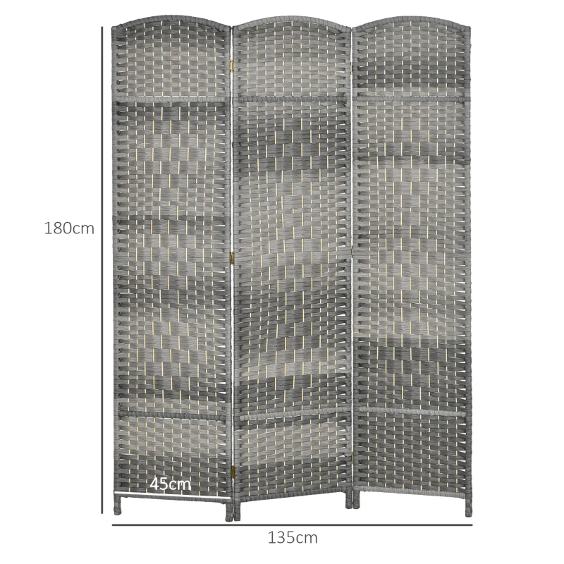 HOMCOM Paravent intérieur en bois 3 panneaux séparateur de pièce pliable pour salon chambre 135 x 180 cm gris
