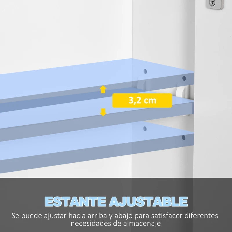kleankin Armario de Baño con Espejo Luces LED Estantes Ajustables y USB Estilo Moderno 90x15x75 cm Blanco