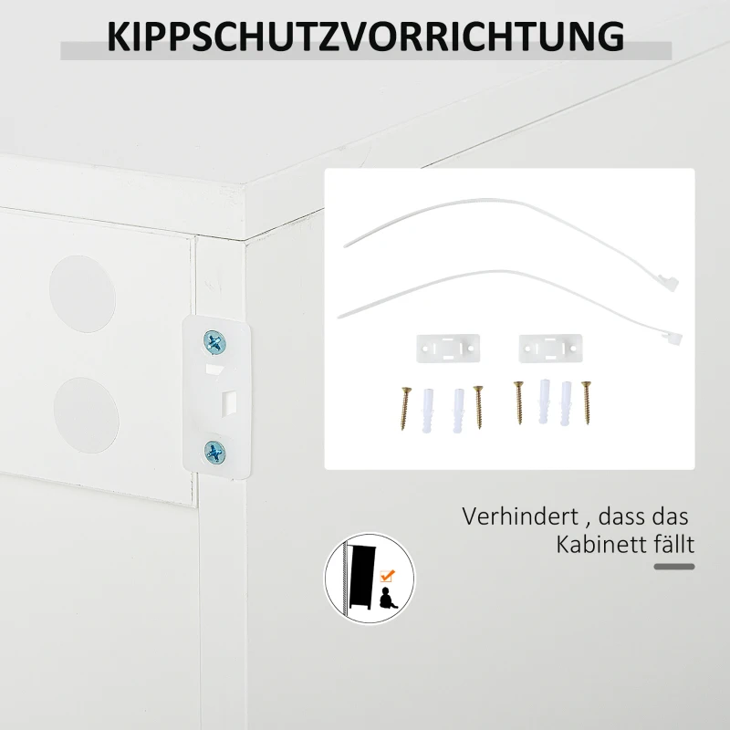 HOMCOM Witte Dressoir Kast, 2 Laden, Push-Click, 117 cm x 36 cm x 74 cm(m-7)