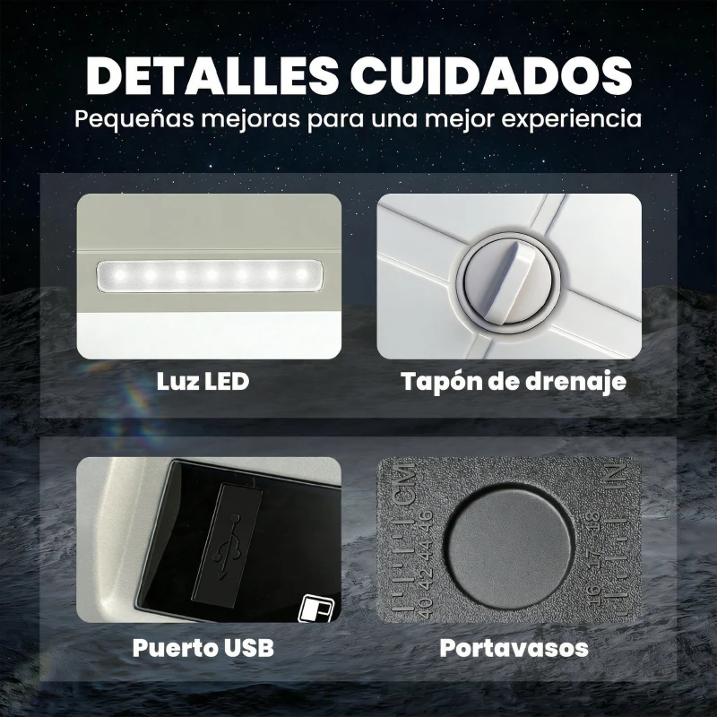 Outsunny Nevera Portátil Eléctrica 49L con Compresor Doble Zona Control por App Ruedas Asa Telescópica -20℃ a 20℃ y Puerto USB