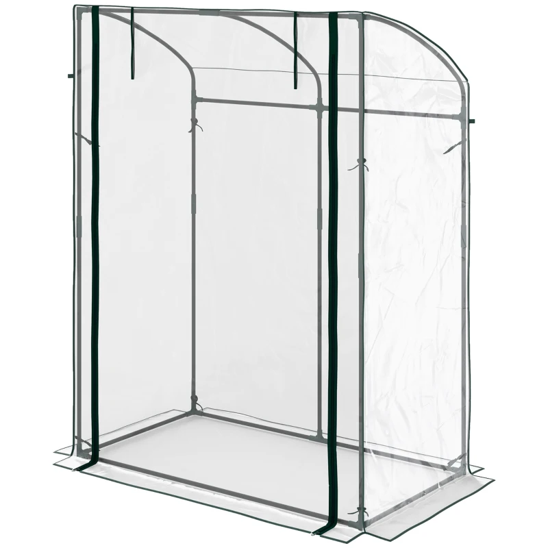 Outsunny Kas met Boogdak Winterbestendig Foliekas van Staal, Kas 128 x 70 x 170 cm Transparant