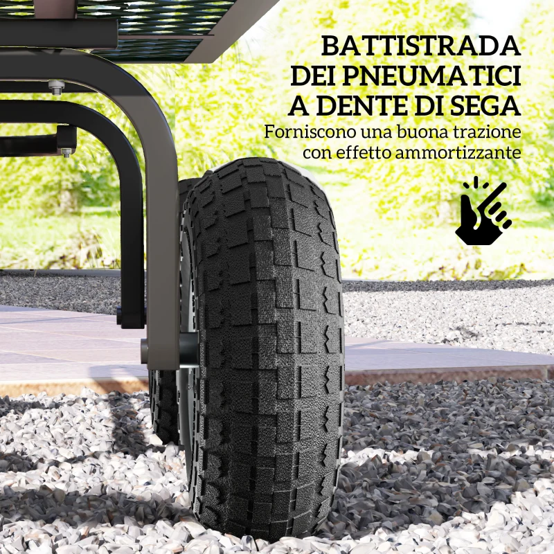 Outsunny Set 2 Ruote per Carrello Ø25.5x7.5 cm Capacità 80 kg con Scanalature, in Gomma e Acciaio, Nero