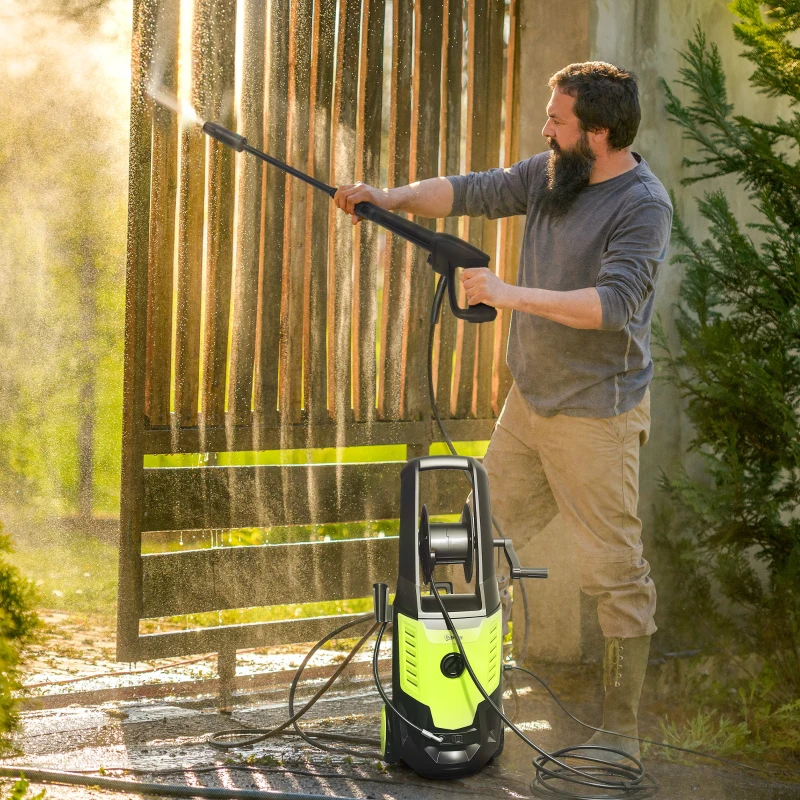 Outsunny 2200W High Pressure Washer, 170 Bar Pressure Washer with Adjustable Nozzle and 6M Hose, 32W x 32D x 80H cm Green