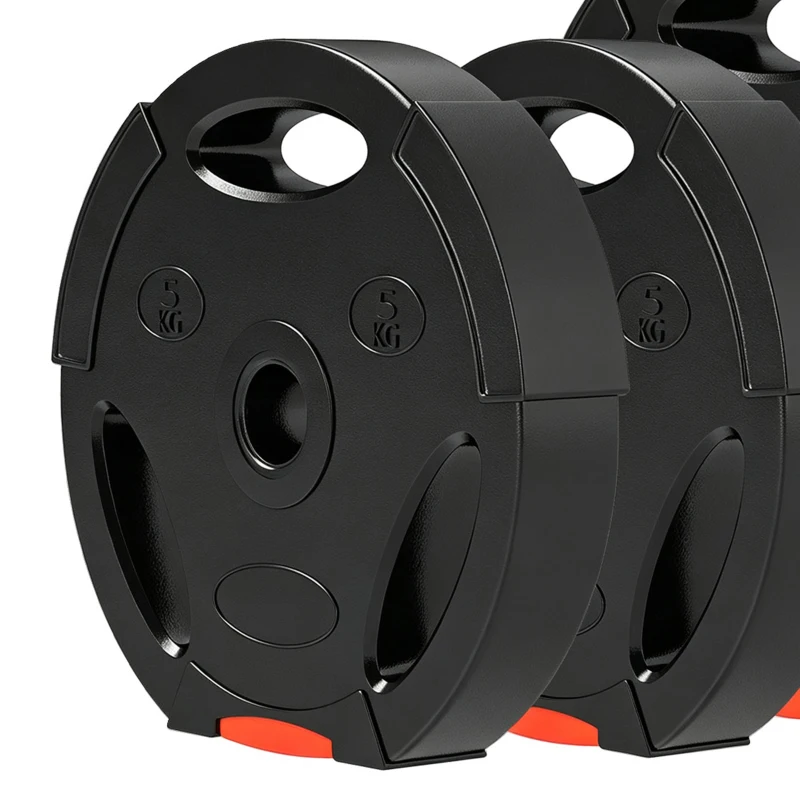 SPORTNOW Disques de poids, plaques de poids 2 x 5 kg et 2 x 7,5 kg, à trois poignées avec trous de Ø 25 mm, noir