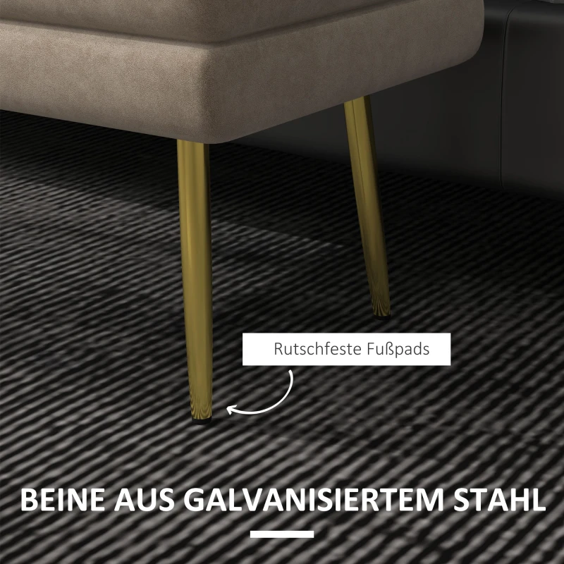 HOMCOM Zitbank Gestoffeerde Bank, met Opbergruimte, Staal, 79,5 cm x 37,5 cm x 43 cm, Beige