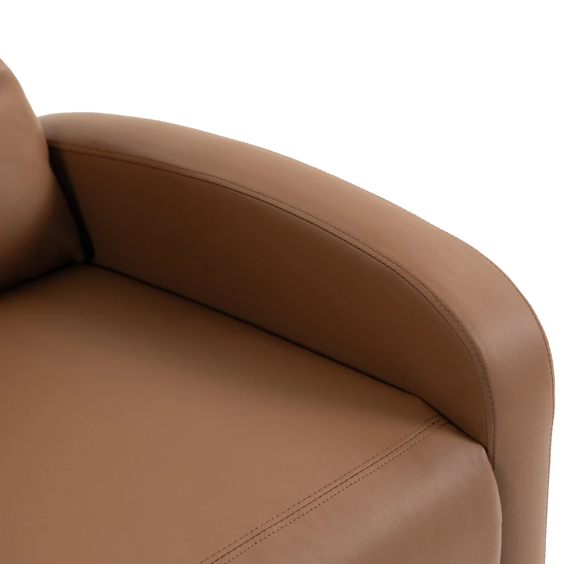 HOMCOM Recliner Armchair, Massage Faux Leather Push Back Reclining Chair with Adjustable Leg Rest, Side Pocket, Dark Brown