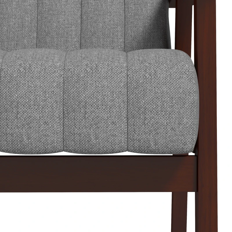 HOMCOM Poltroncina da Camera Moderna Imbottita in Tessuto e Legno con Cuciture Tubolari, Grigio