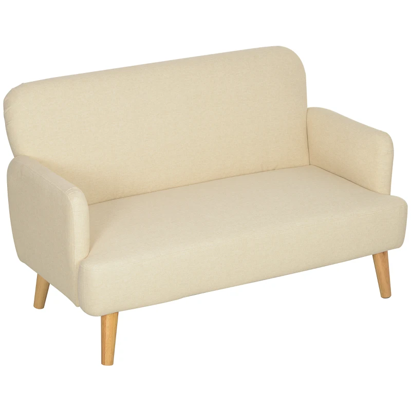 HOMCOM Tweezitsbank, Compact, Huidvriendelijke Bekleding, Tot 240 kg, 130x74x79 cm, Crèmewit