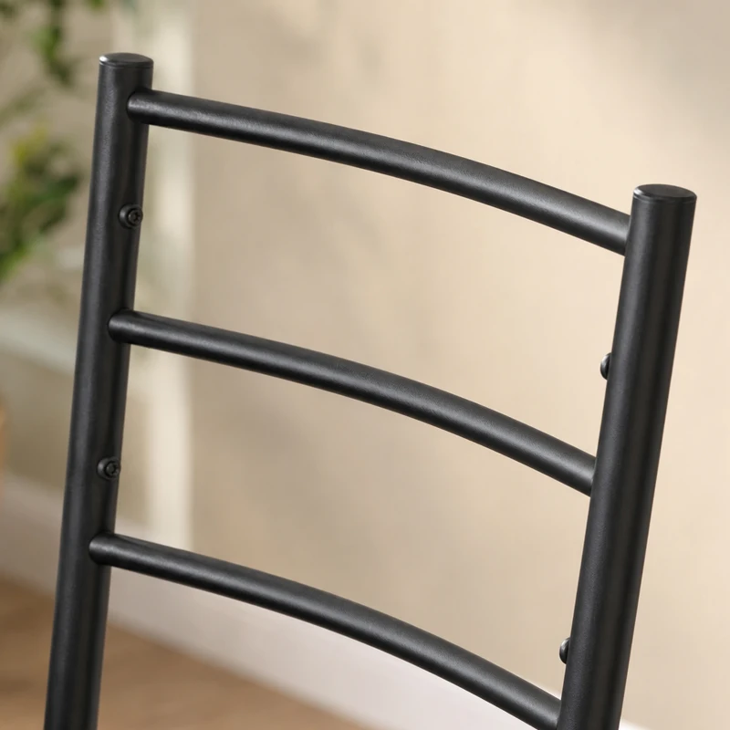 HOMCOM 4-delige eettafelset, industriële keukentafel met 2 stoelen en bank voor 4 personen, gevoerde zittingen van PU-leer, bruin