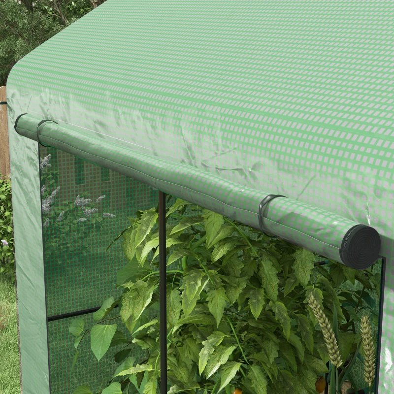 Outsunny Kas Kweekhuis Kweekbed, weerbestendig, oprolbare deur, 200 x 200 x 140 cm, Groen