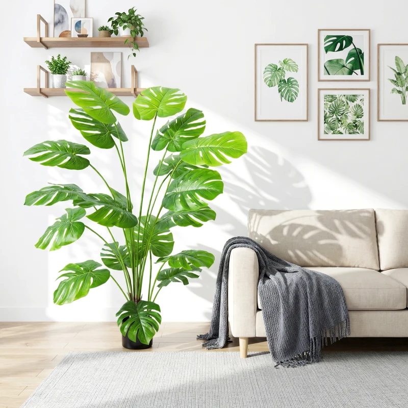 HOMCOM Plante artificielle arbre artificiel monstera deliciosa avec pot inclus hauteur 150 cm intérieure vert