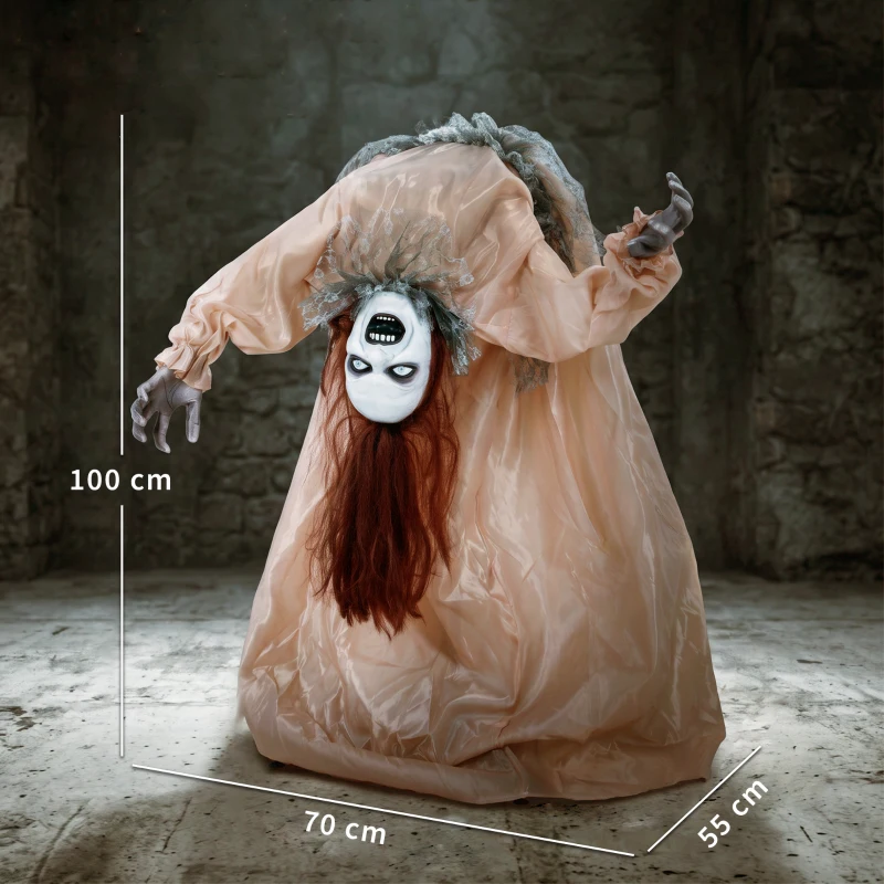 HOMCOM Animierter Halloween-Geist mit gruseligen Schreien, leuchtenden Augen, per Geräusch/Berührung aktiviert
