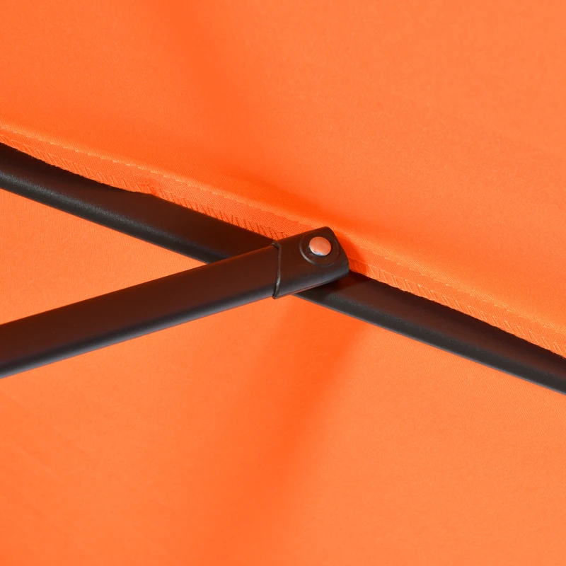Outsunny Parasol Ø196 cm met Kantelfunctie, Zeshoekige Balkonparasol voor het Strand, Balkon en Tuin, Oranje