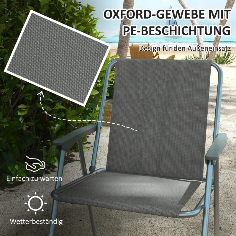 Outsunny Opvouwbare tuinstoel campingstoel, 53 cm x 54 cm x 76 cm, Blauw + Zilver