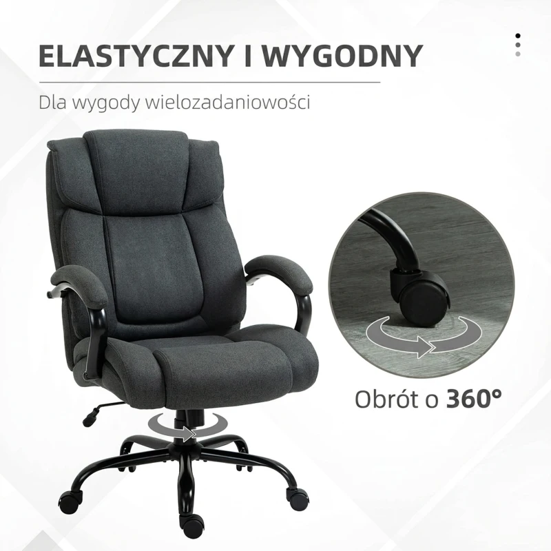 Vinsetto Krzesło biurowe fotel biurowy krzesło do gier fotel obrotowy funkcja kołysania obrotowe regulacja wysokości duże i wysokie bardzo szerokie ergonomiczne obciążenie jasnoszary 72,5x80x118 cm