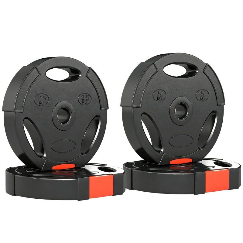 SPORTNOW Juego de Discos Pesas de 4 Piezas 2x5 kg 2x2,5 kg con Orificios de 2,5 cm para Entrenamiento Fitness en Hogar Negro