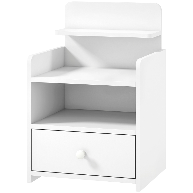 HOMCOM Bedside Cabinet, Bedside Table with Drawer and Shelf for Living Room, White