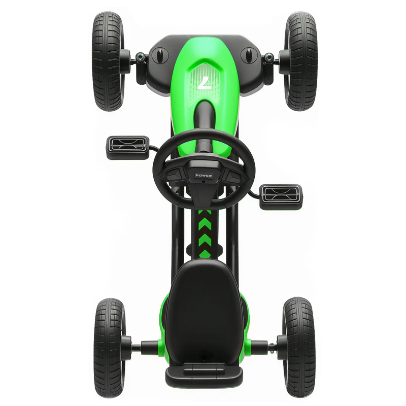 AIYAPLAY Kart à pédales pour enfants, karting enfant de 2 à 5 ans avec roues EVA silencieux, avancer et reculer, vert